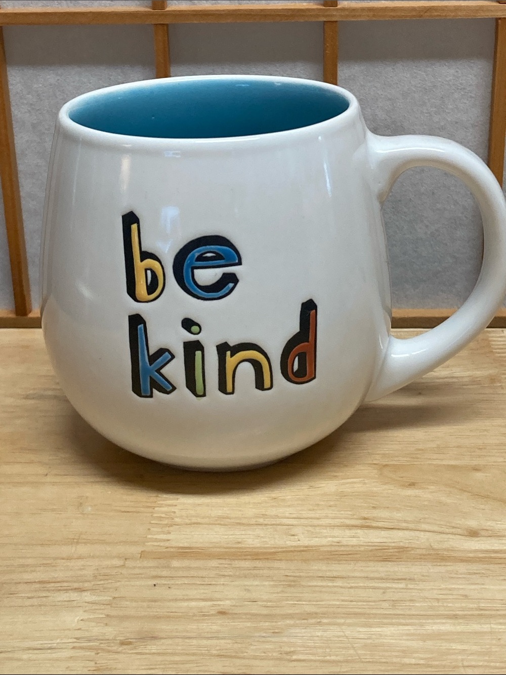 Prima Design "Be Kind" 3D Bubble Letter Coffee Mug Teal Interior